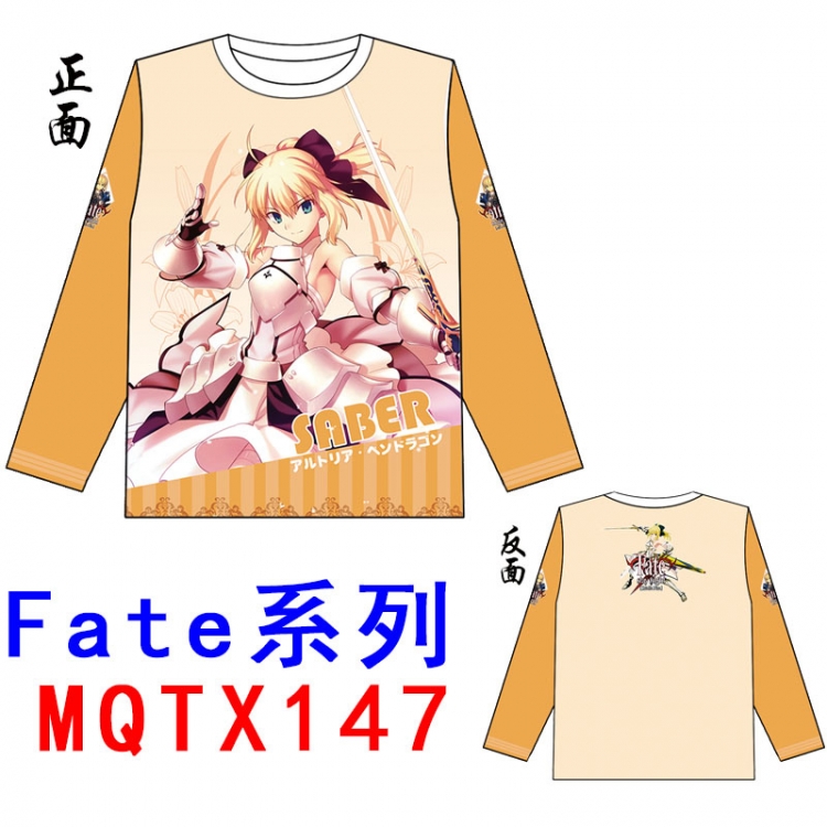 Fate stay night Full color round neck long sleeve T shirt M L XL XXL XXXL