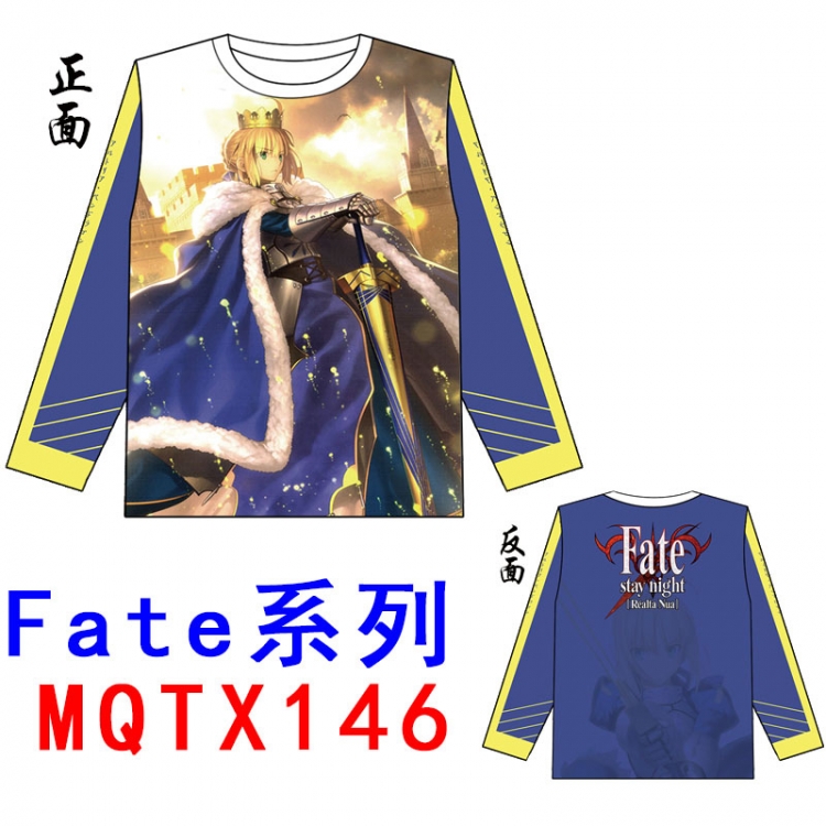 Fate stay night Full color round neck long sleeve T shirt M L XL XXL XXXL