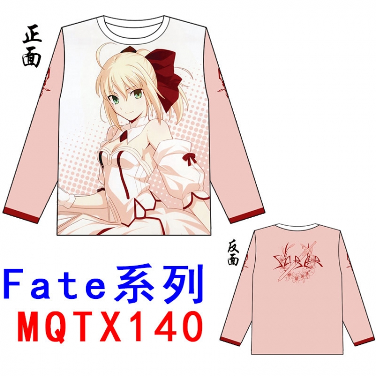 Fate stay night Full color round neck long sleeve T shirt M L XL XXL XXXL