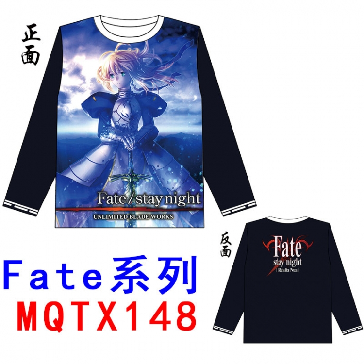 Fate stay night Full color round neck long sleeve T shirt M L XL XXL XXXL