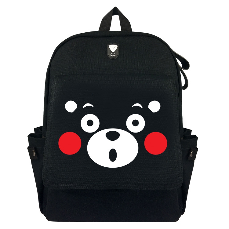 Kumamon O Mouth Black Padded Canvas Backpack