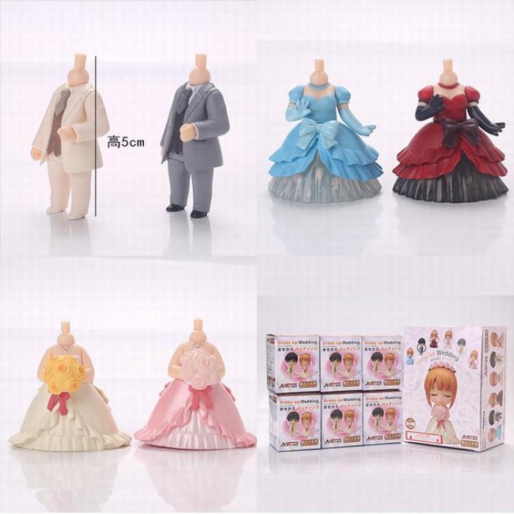 GSC clay man Q version dress wedding wedding hand to do 6 sets 5CM  Figure