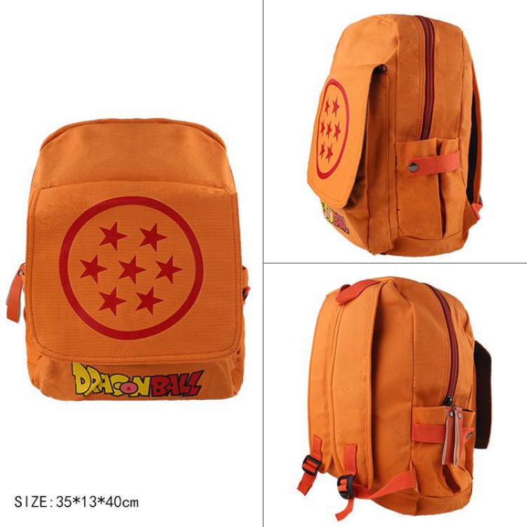 DRAGON BALL 7 beads LOGO  Orange Canvas zipper backpack 35X13X40CM