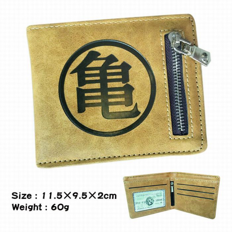 DRAGON BALL brown Style 1 fold zipper Short paragraph Leather wallet purse A total of 3 Style 11.5X9.5X2CM