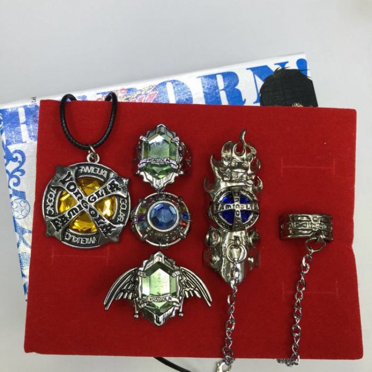 HITMAN REBORN gem Ring Necklace set E style