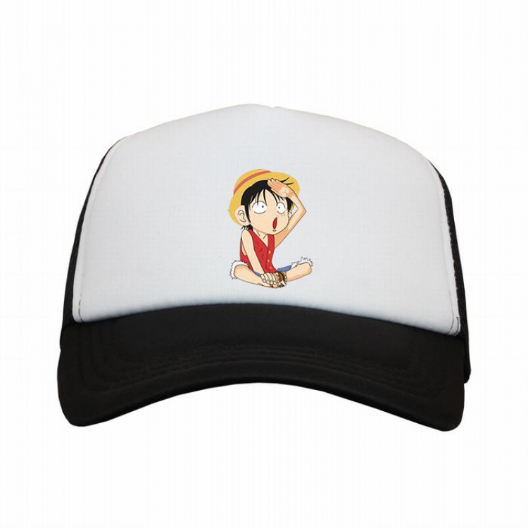 One Piece Luffy Black and white reseau Breathable Hat C style