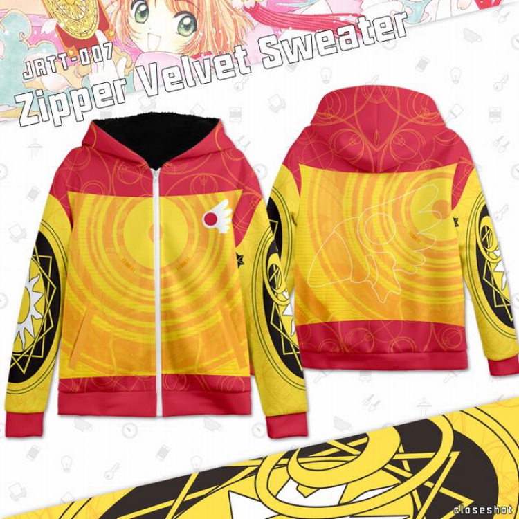 Card Captor Sakura Full Color zipper Plus velvet Sweatshirt S M L XL XXL XXXL JRTT007