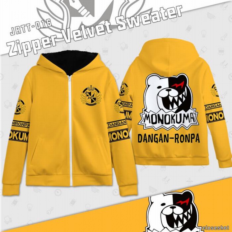 Dangan-Ronpa Anime Full Color zipper Plus velvet Sweatshirt S M L XL XXL XXXL JRTT016