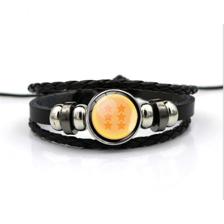 DRAGON BALL Time Gem Cabochon 6 stars Black weave Bracelet price for 3 pcs 26CM 15G