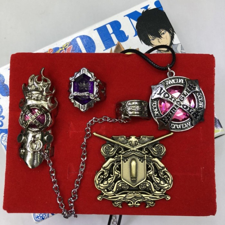 HITMAN REBORN Vongola Famiglia Crystal Suit Ring ring Four-piece set D models