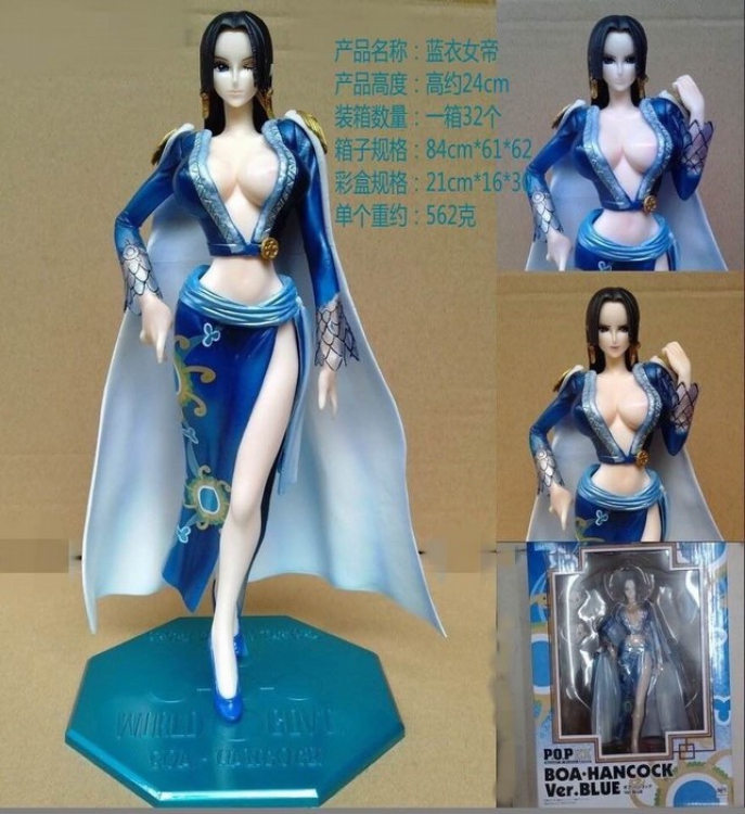 One Piece Blue clothes Boa Hancock Captain of the Nine Snake Pirates Boxed  Figure Decoration model 24CM 21X16X30CM 562G