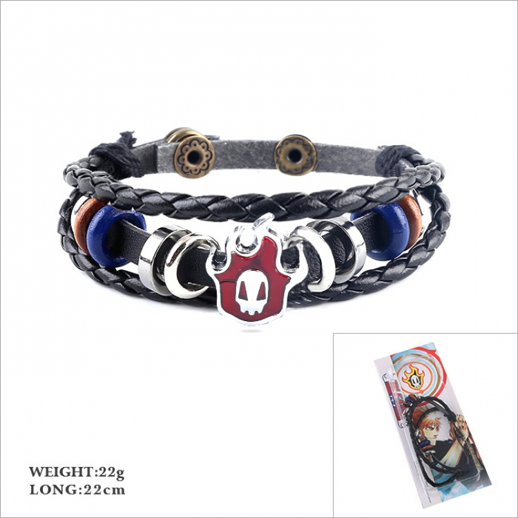 Bleach 2 Multilayer weaving Leather bracelet 22CM 22G