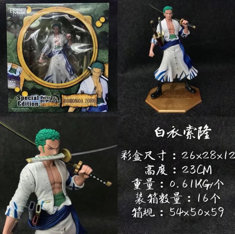 One Piece White clothes Roronoa Zoro Boxed Figure Decoration 23cm a box of 16