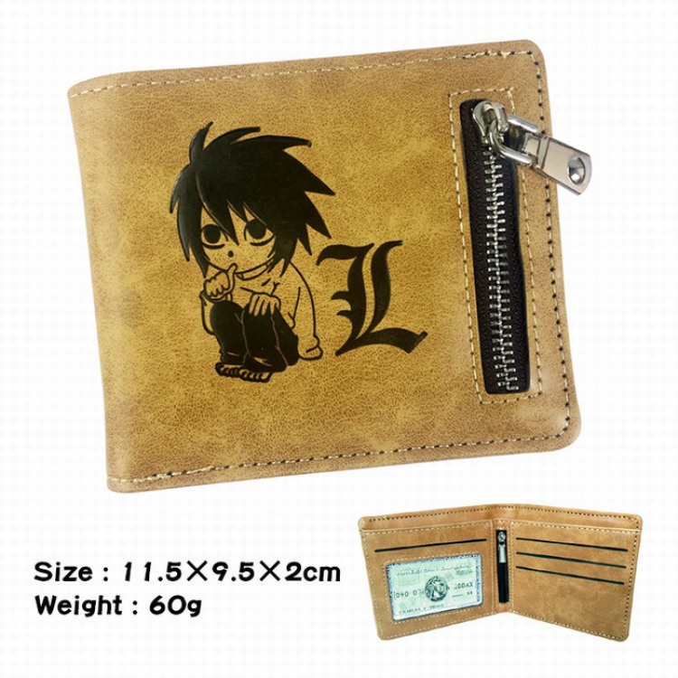 Death note Fold Zipper Short paragraph Wallet Purse 11.5X9.5X2CM 60G A style