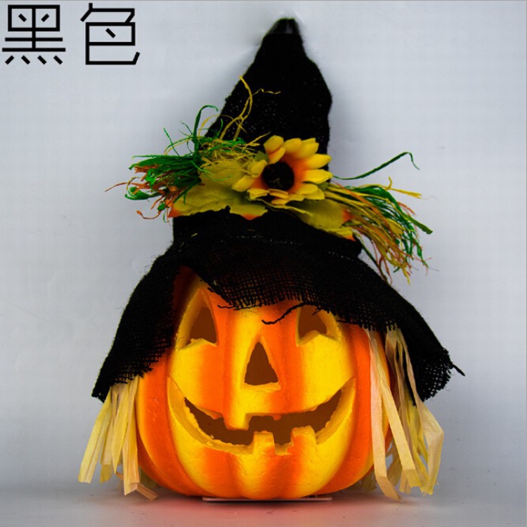 Halloween Makeup party Straw decoration foam Illuminate Pumpkin lantern Black 18X23CM