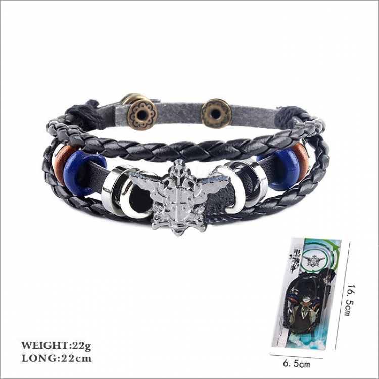 Kuroshitsuji 2 Multilayer weaving Leather bracelet 22CM 22G