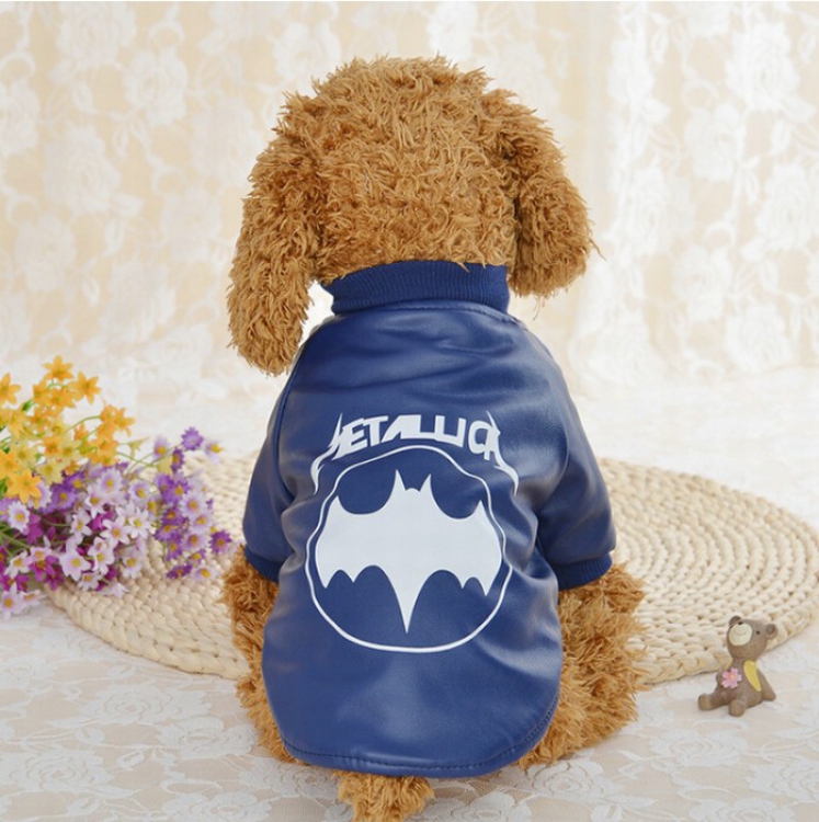 Animal pet supplies Puppy teddy Leather jacket blue XS S M L XL price for 2 pcs