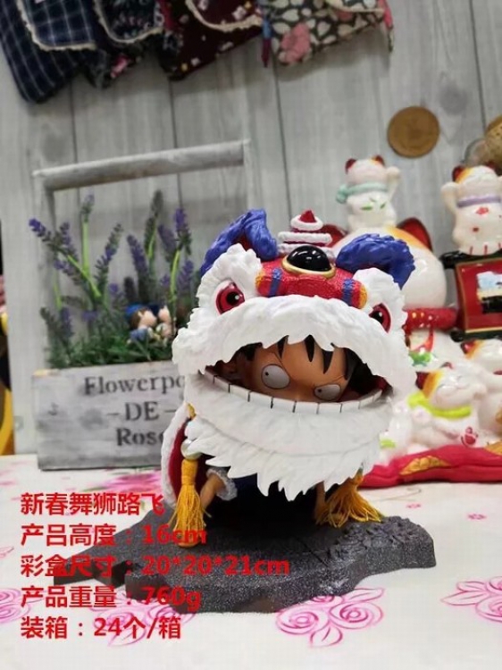 One Piece New Year Lion Dance Luffy Boxed Figure Decoration 16CM a box of 24