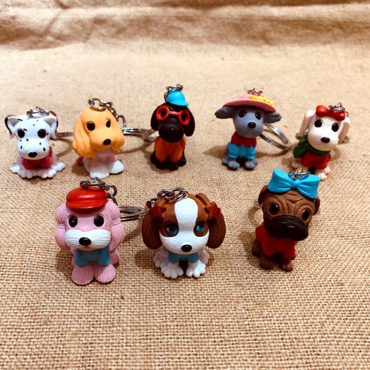 Cartoon dog Cute creative cartoon keychain pendant price for 8 pcs Color mixing