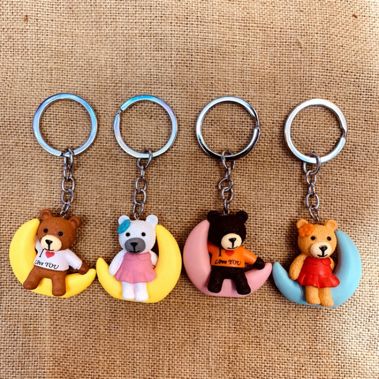 Moon bear Cute creative cartoon keychain pendant price for 4 pcs Color mixing