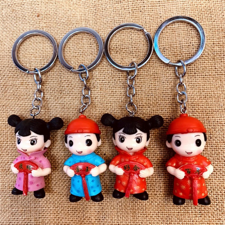 Perfect Couple Cute creative cartoon keychain pendant price for 4 pcs Color mixing