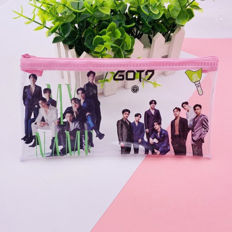 GOT7 Color cosmetic bag transparent pen bag storage bag 19.5X10X2CM 19G a set price for 5 pcs