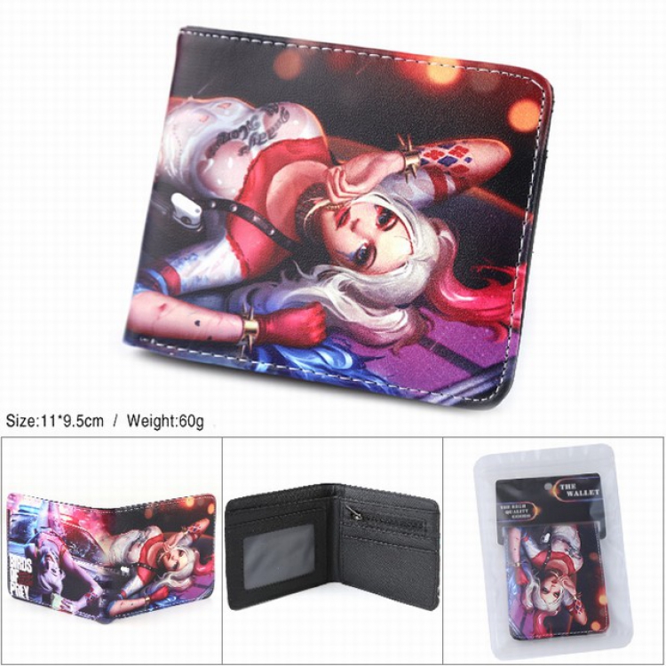 Suicide Squad Full color silk screen two fold short card bag wallet purse