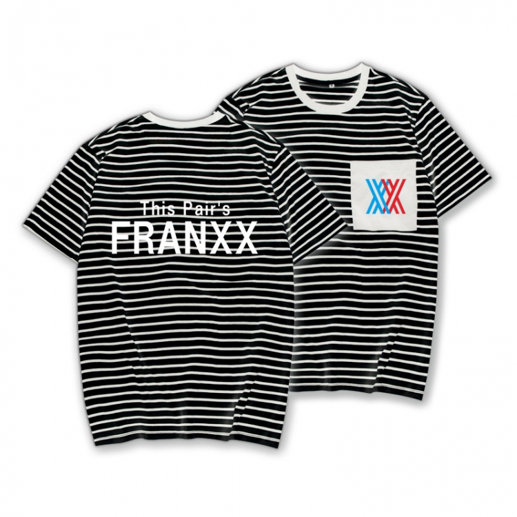 DARLING in the FRANXX Striped Letters Color Loose Short Sleeve T-Shirt from S to XXXL