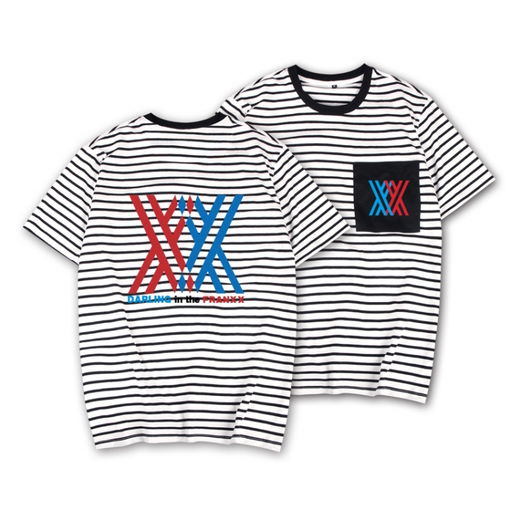 DARLING in the FRANXX Striped Letters Color Loose Short Sleeve T-Shirt from S to XXXL