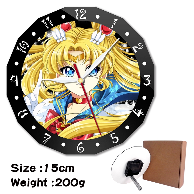 sailormoon Anime double acrylic wall clock alarm clock 15cm 200g