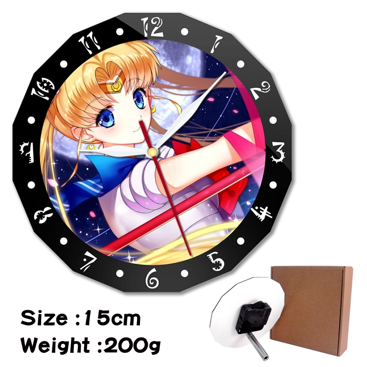 sailormoon Anime double acrylic wall clock alarm clock 15cm 200g