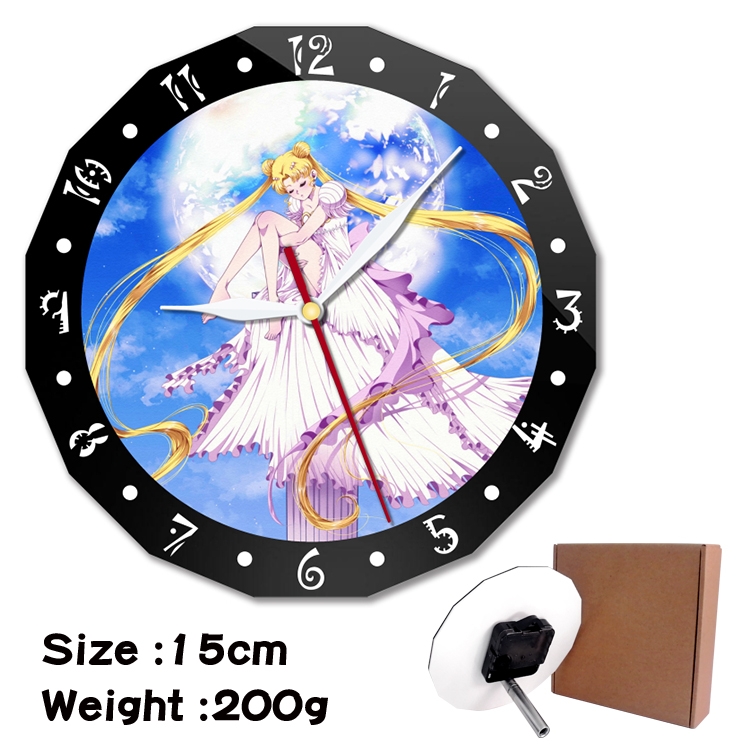 sailormoon Anime double acrylic wall clock alarm clock 15cm 200g