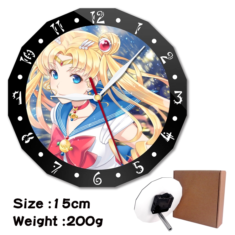 sailormoon Anime double acrylic wall clock alarm clock 15cm 200g