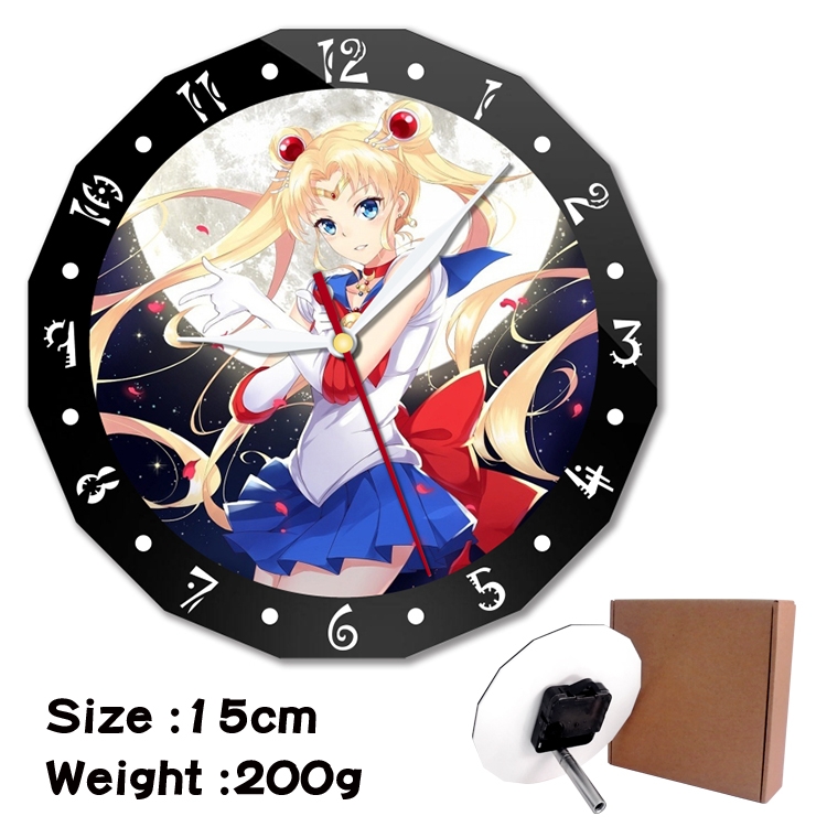 sailormoon Anime double acrylic wall clock alarm clock 15cm 200g