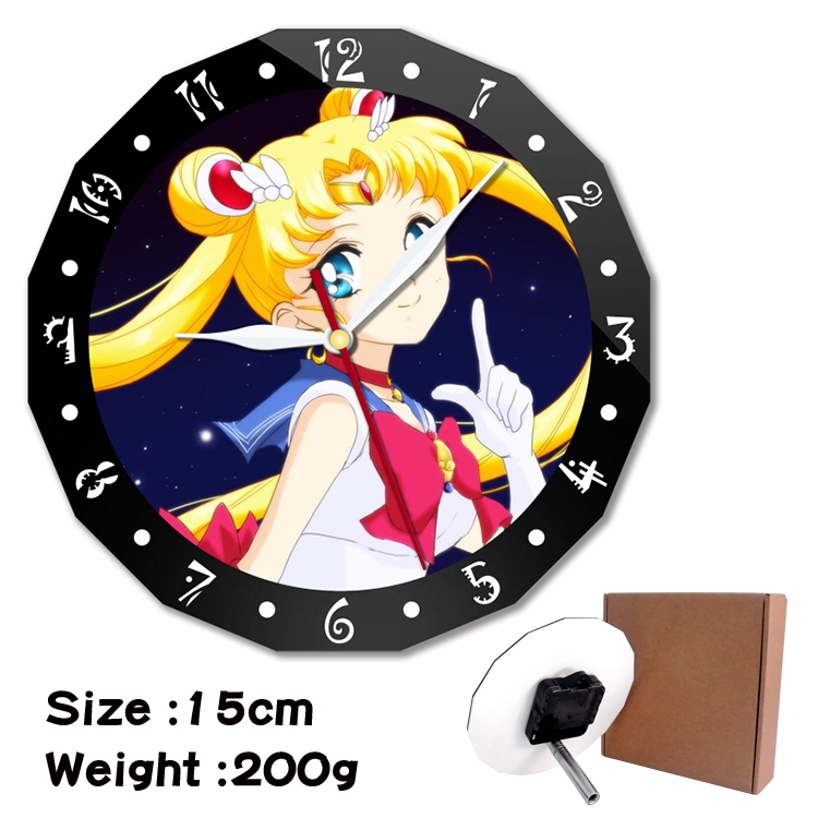 sailormoon Anime double acrylic wall clock alarm clock 15cm 200g