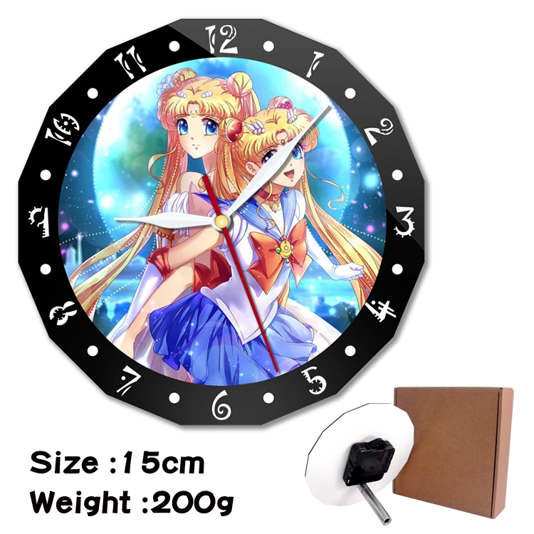 sailormoon Anime double acrylic wall clock alarm clock 15cm 200g