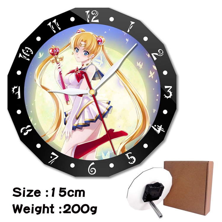 sailormoon Anime double acrylic wall clock alarm clock 15cm 200g