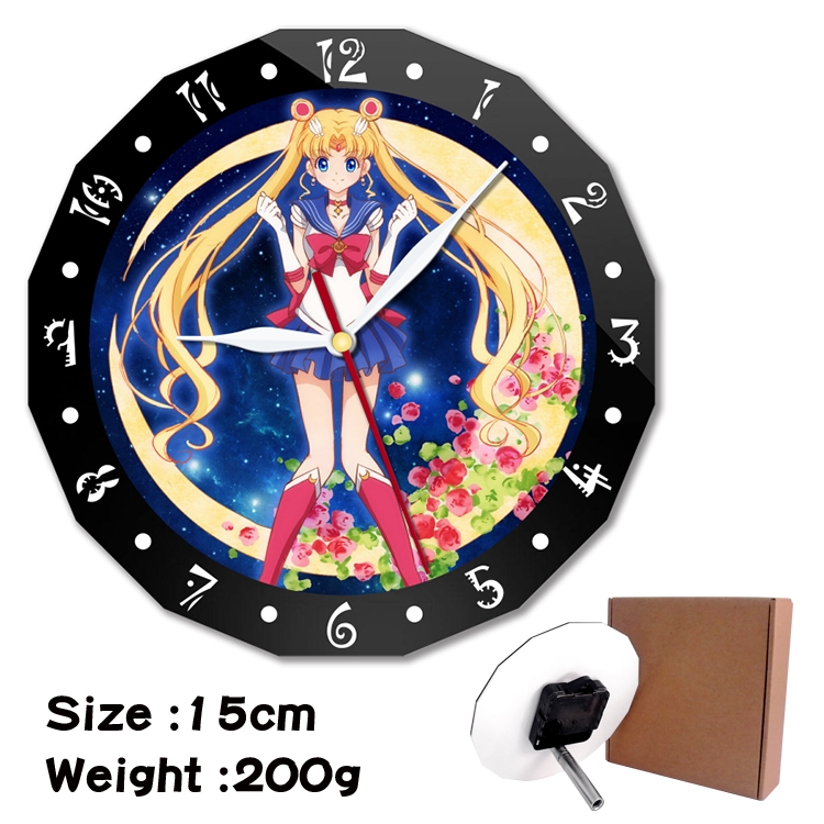 sailormoon Anime double acrylic wall clock alarm clock 15cm 200g