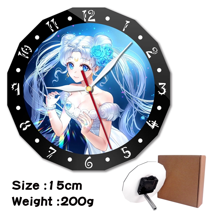 sailormoon Anime double acrylic wall clock alarm clock 15cm 200g