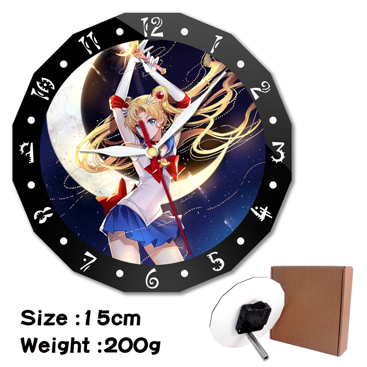 sailormoon Anime double acrylic wall clock alarm clock 15cm 200g