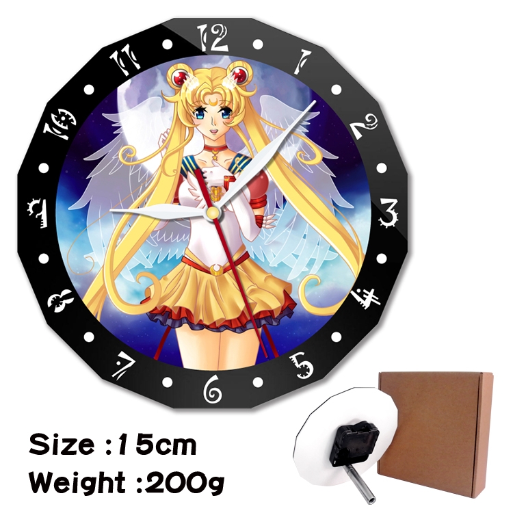 sailormoon Anime double acrylic wall clock alarm clock 15cm 200g