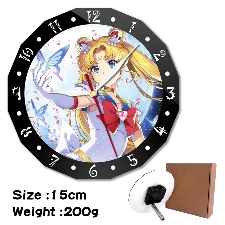 sailormoon Anime double acrylic wall clock alarm clock 15cm 200g