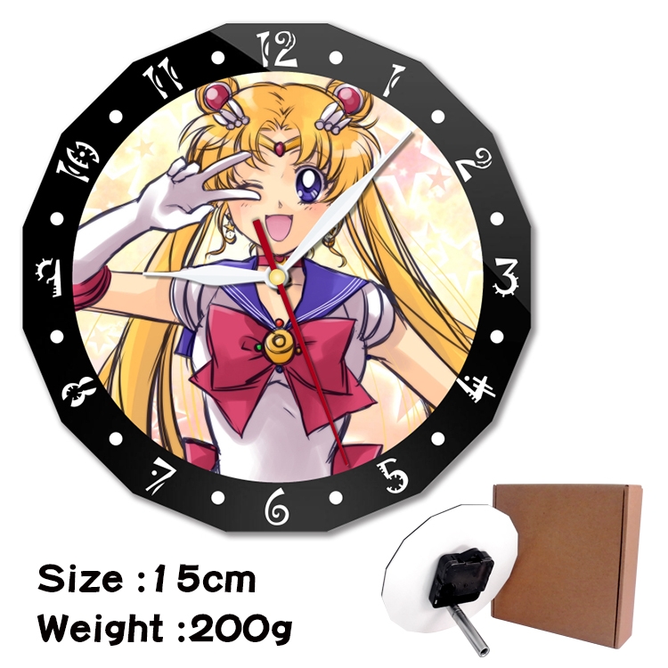 sailormoon Anime double acrylic wall clock alarm clock 15cm 200g