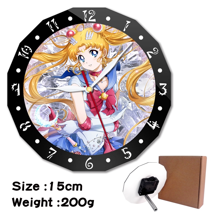 sailormoon Anime double acrylic wall clock alarm clock 15cm 200g