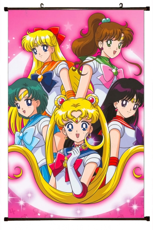 sailormoon Anime black Plastic rod Cloth painting Wall Scroll 60X90CM  M2-14