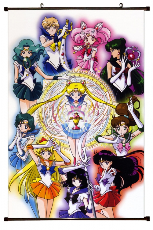 sailormoon Anime black Plastic rod Cloth painting Wall Scroll 60X90CM  M2-29