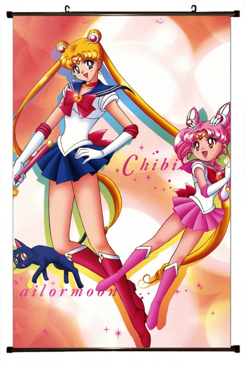 sailormoon Anime black Plastic rod Cloth painting Wall Scroll 60X90CM  M2-8