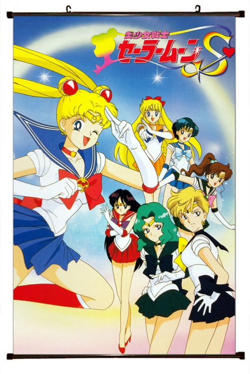 sailormoon Anime black Plastic rod Cloth painting Wall Scroll 60X90CM M2-38