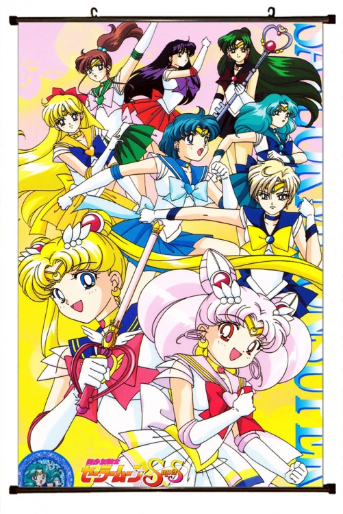 sailormoon Anime black Plastic rod Cloth painting Wall Scroll 60X90CM M2-32