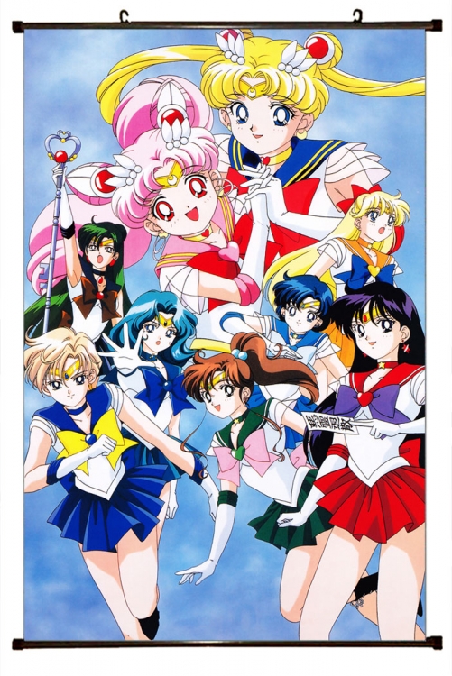 sailormoon Anime black Plastic rod Cloth painting Wall Scroll 60X90CM M2-44